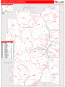 Weirton-Steubenville Metro Area Digital Map Red Line Style